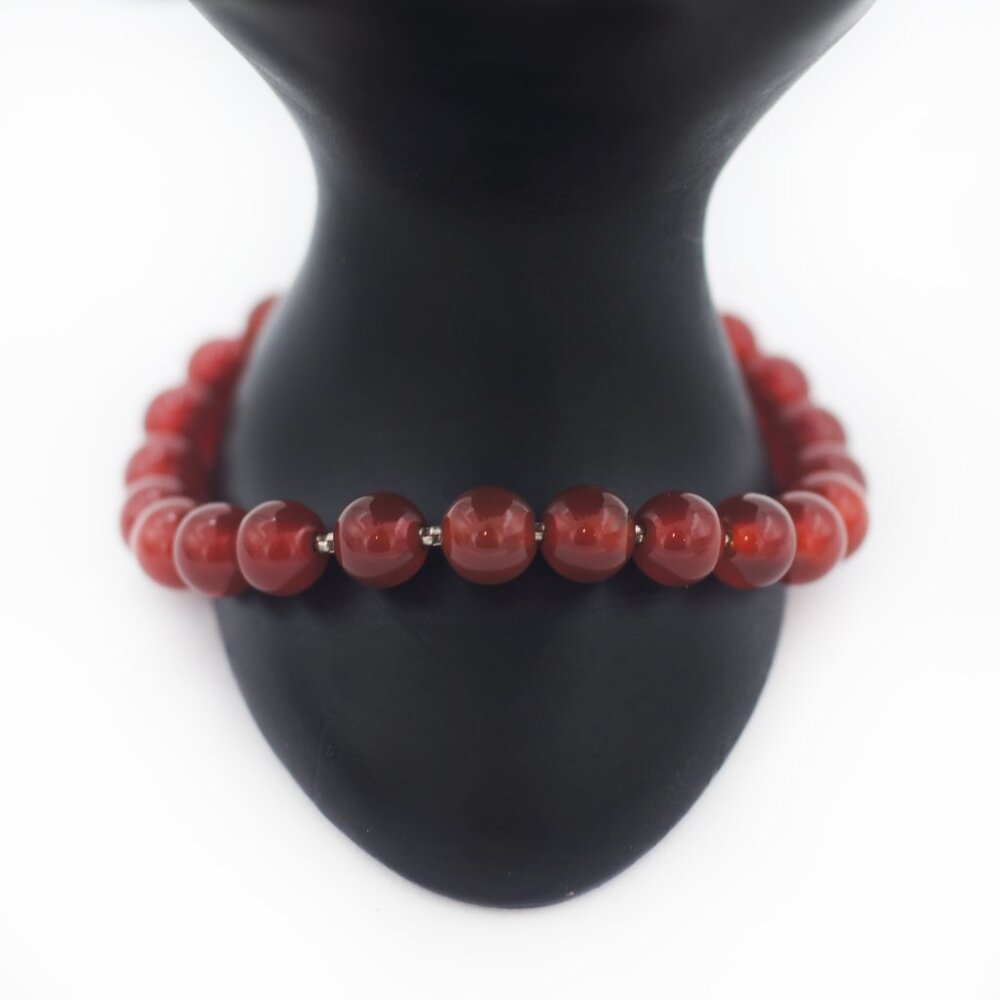 David Yurman Silver 925 Spiritual Carnelian Beads Bracelet